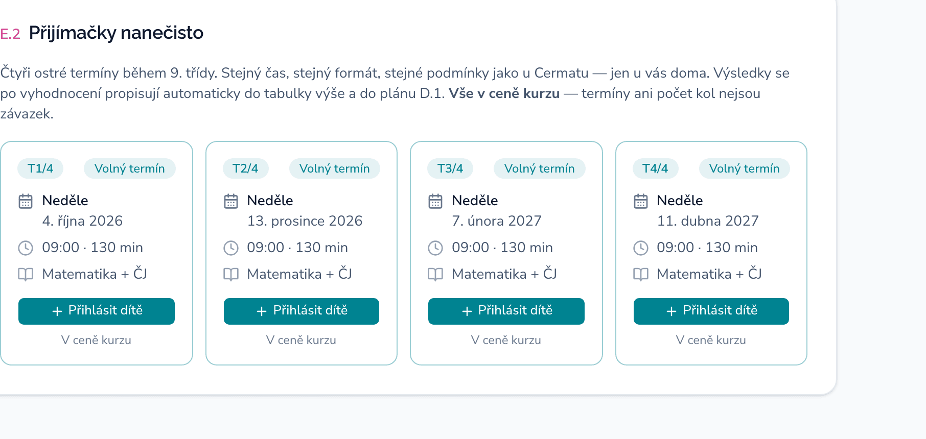 Přijímačky nanečisto v Mapě — čtyři termíny během 9. třídy, vše v ceně kurzu